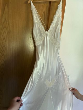 Camisón largo encaje blanco