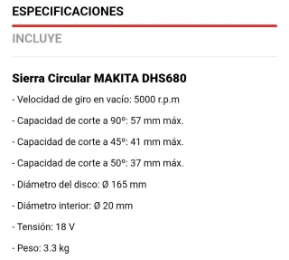 Sierra circular Makita 18v con maletin