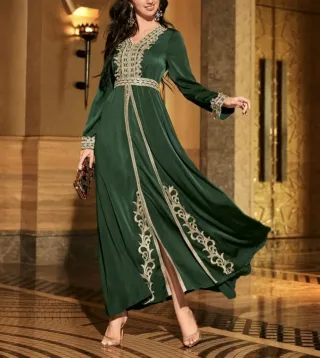 Vestido de fiesta verde y dorado