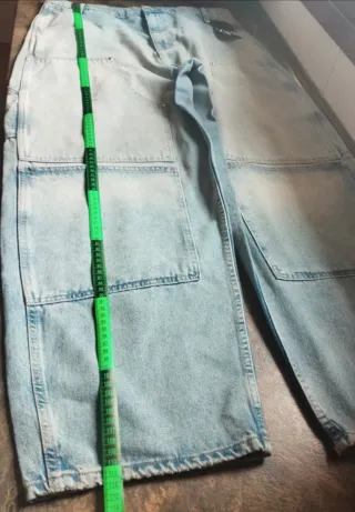 Zara Jeans Carpenter Pierna Ancha Denim Azul