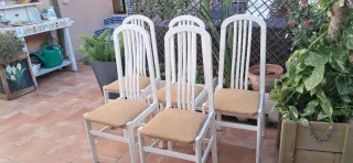 5 sillas madera y tejido alcochado