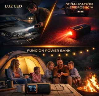 Compresor aire portatil coche, Batería 6000mAh