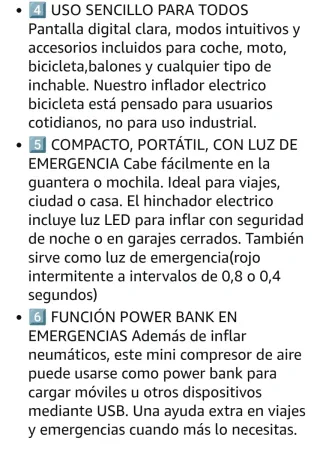 Compresor aire portatil coche, Batería 6000mAh