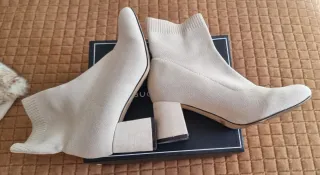 Botines calcetín beige