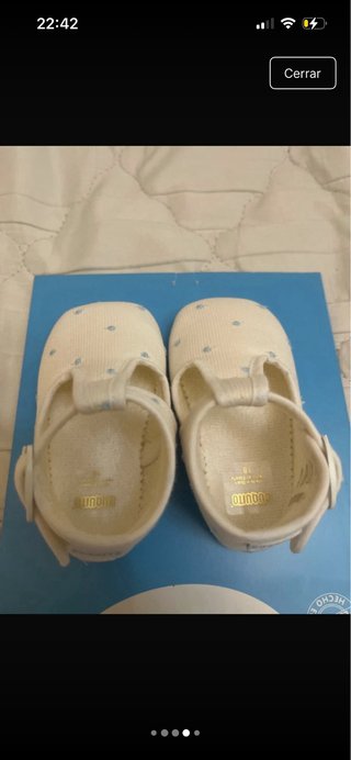 Zapatos bebé Cuquito Piqué Blanco Topitos Azules