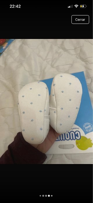 Zapatos bebé Cuquito Piqué Blanco Topitos Azules