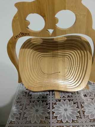 Cestino in legno a forma di gufo