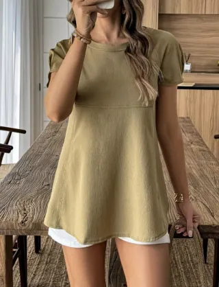 Camisa holgada verde mujer