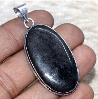 Colgante Obsidiana Plateada Ovalada
