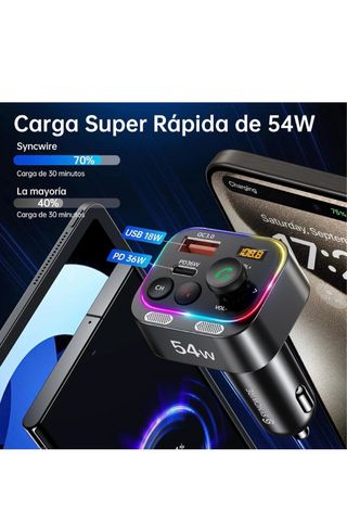 Syncwire Transmisor FM Bluetooth 54W PD&QC3.0