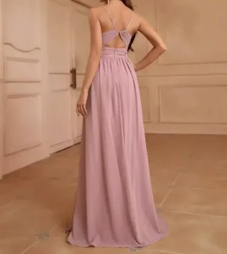 Vestido de fiesta rosa largo