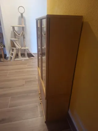 Vitrina y armario de pared de madera
