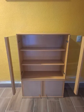 Vitrina y armario de pared de madera