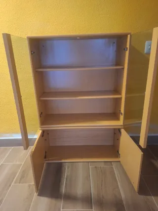 Vitrina y armario de pared de madera