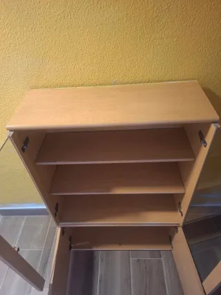 Vitrina y armario de pared de madera