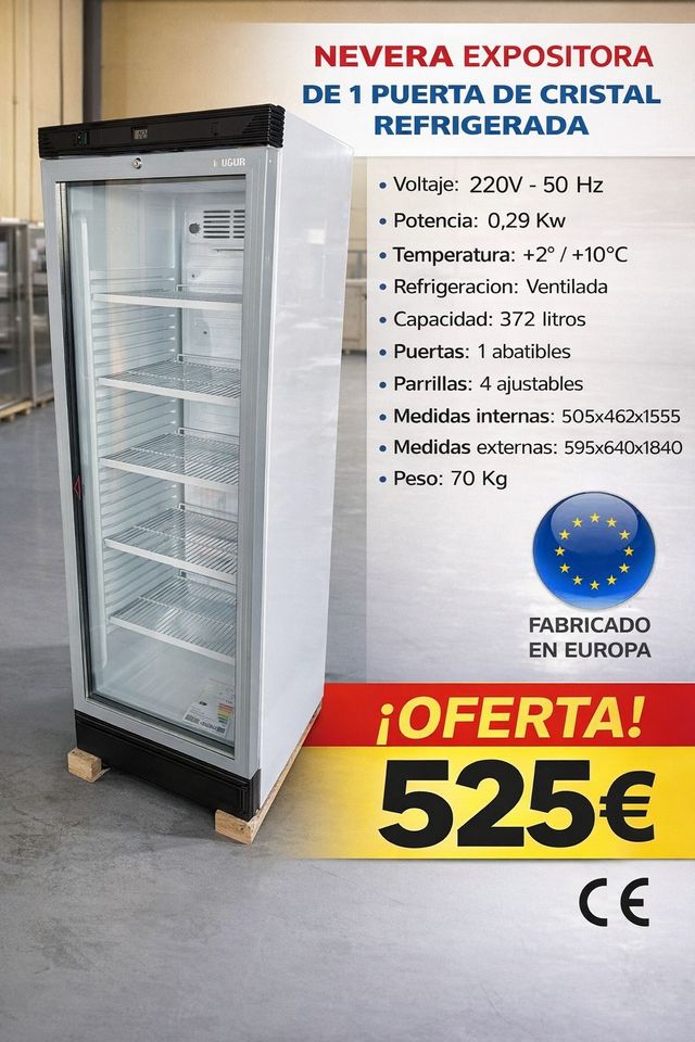Nevera expositora cristal refrigerada