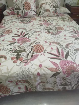 Funda Nórdica Floral Verde y Rosa
