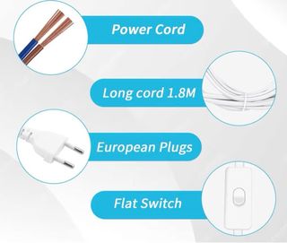 Cable con Interruptor y Enchufe Blanco