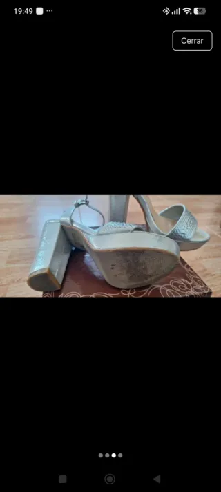 Sandalias tacón fiesta plateadas talla 36