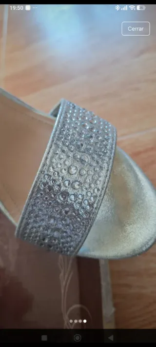 Sandalias tacón fiesta plateadas talla 36