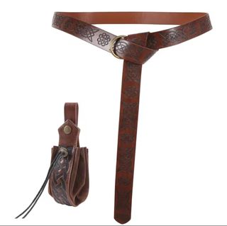 Conjunto medieval: cinturón y bolso cuero