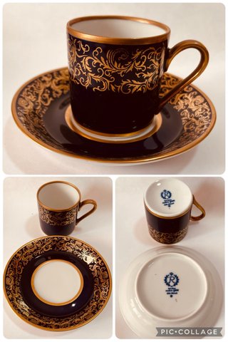 Tazzina da caffè con piattino decorato