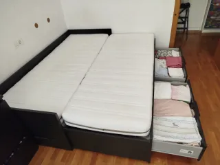 Diván IKEA Brimnes Negro con 2 Cajones