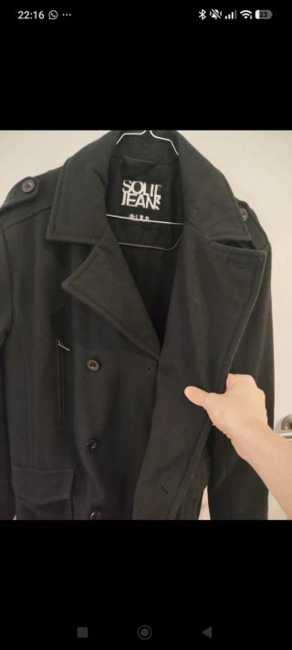 Casaco Cruzado Preto Solid Jeans Tamanho M