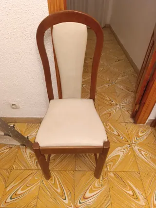 6 Sillas de comedor madera beige