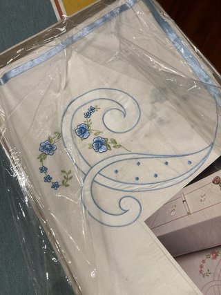 Tovaglia misto lino x12 con disegno floreale