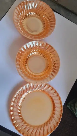 Platos vintage cristal naranja Anchor Hocking