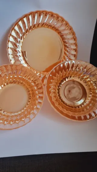 Platos vintage cristal naranja Anchor Hocking