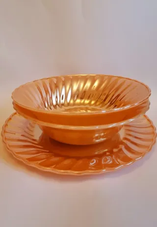 Platos vintage cristal naranja Anchor Hocking