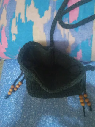 Bolso crochet verde con abalorios