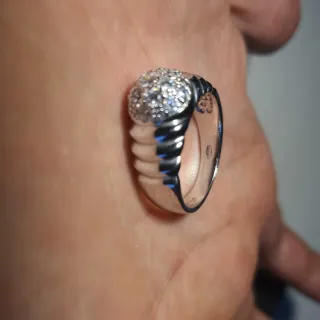 Anello Argento 800 Vintage Placcato Oro Bianco