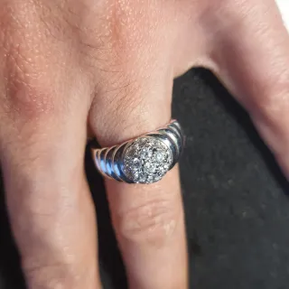 Anello Argento 800 Vintage Placcato Oro Bianco