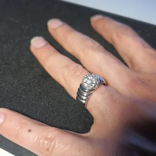 Anello Argento 800 Vintage Placcato Oro Bianco