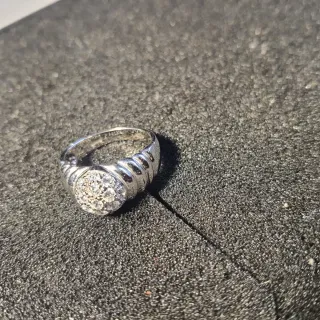 Anello Argento 800 Vintage Placcato Oro Bianco