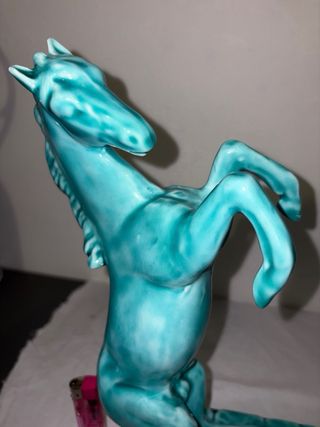 Pareja Caballos Vintage Cerámica Turquesa