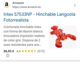 Flotador Langosta Intex Wet Set Collection