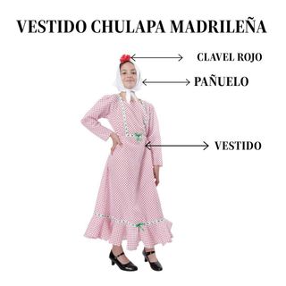 Vestido Chulapa Niña 3-4 Años con Pañuelo y Clavel