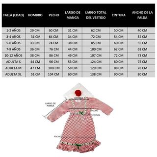 Vestido Chulapa Niña 3-4 Años con Pañuelo y Clavel