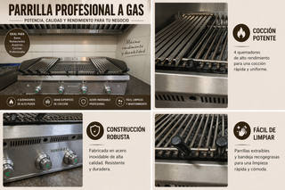 Parrilla Profesional a Gas Mainho 4 Fuegos