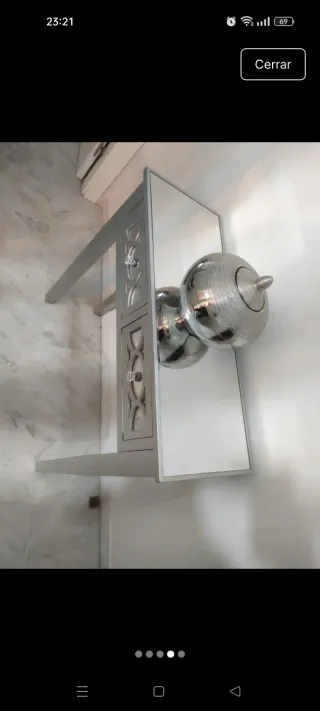 Conjunto de mesitas y Espejo en gris con espejo