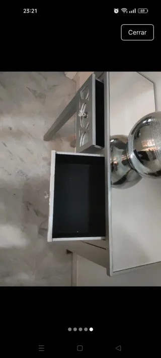 Conjunto de mesitas y Espejo en gris con espejo