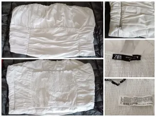 Top blanco fruncido strapless