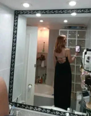 Vestido Negro Largo XL + Fular Dorado