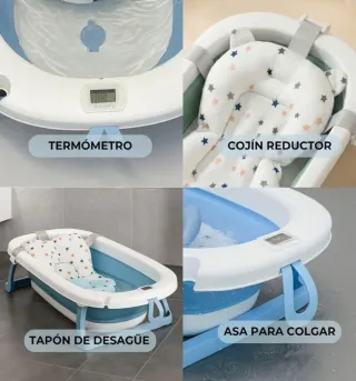 Bañera bebé con termómetro y cojín. UN SOLO USO