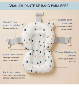 Bañera bebé con termómetro y cojín. UN SOLO USO
