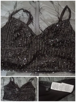 Top lentejuelas negro